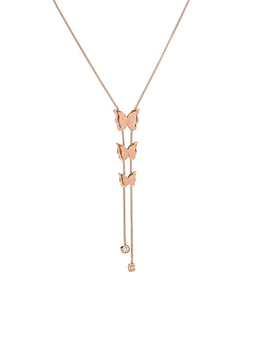 Rose Gold Plated Butterfly Chain Pendant Necklace