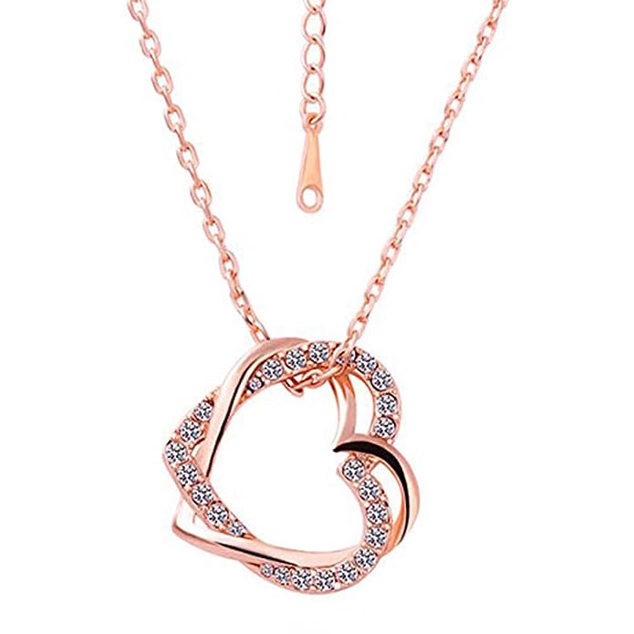 Hearts-in-Love Austrian Crystal Studded Pendant