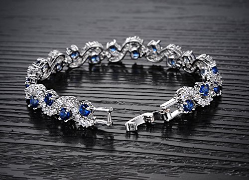 Silver Toned Blue Crystal Studded Valentine Bracelet